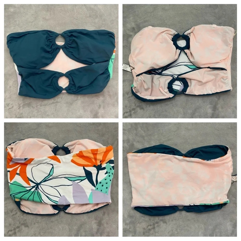 New! Maaji strapless reversible keyhole front bandeau bikini top nwot 21621